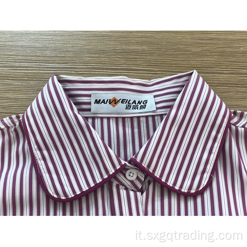 Camicia a maniche lunghe in spandex tinto filo femminile